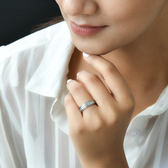 Spinner Band Ring Sterling Silver Stars 6.20 Grams - Picture 2 of 5